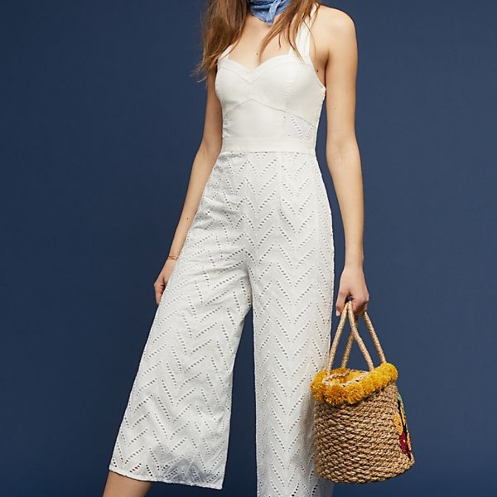 Alice Eyelet Jumpsuit Anthropologie ETT:TWA 10